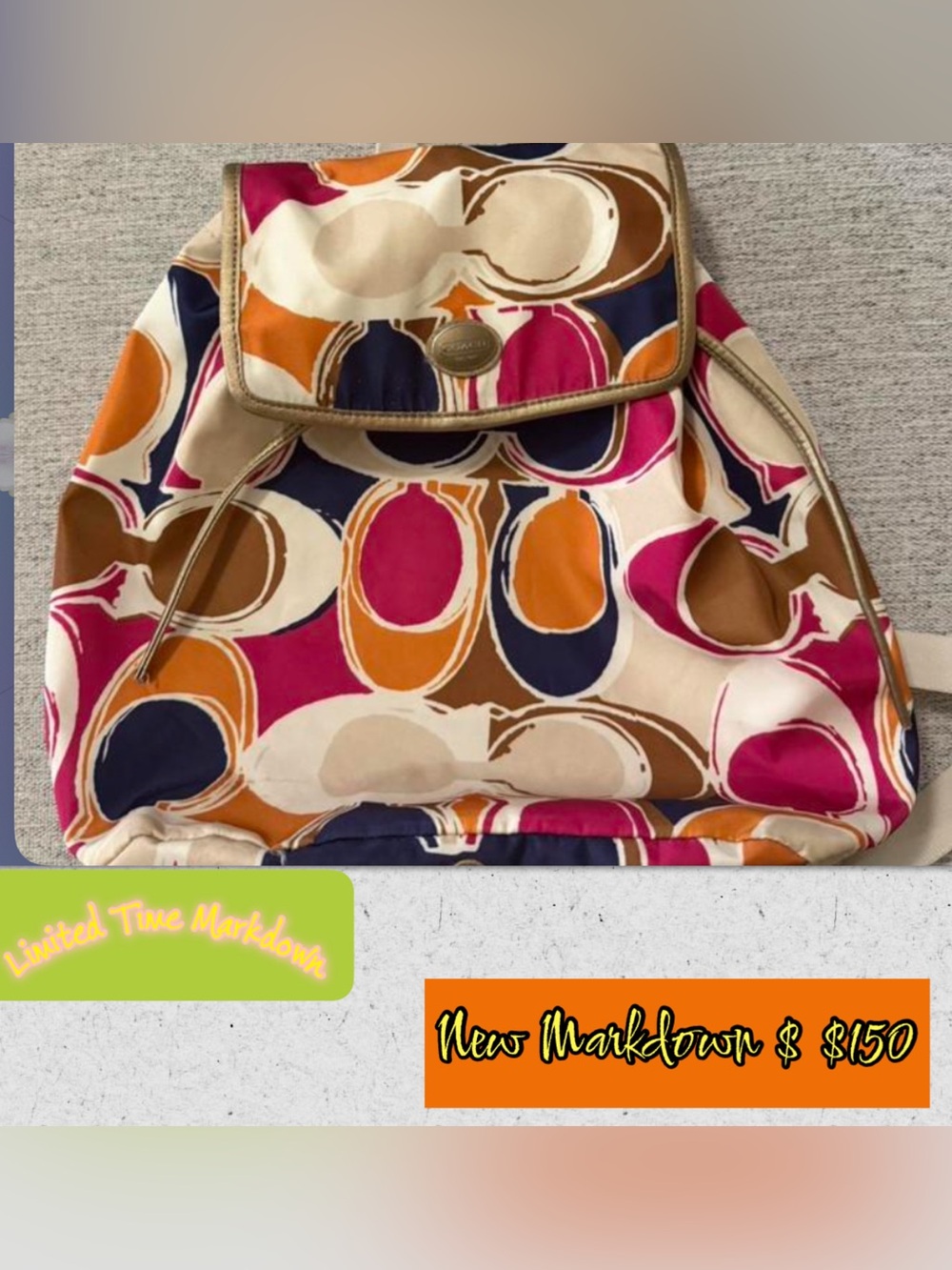 Coach Y2K Colorful Retro Circle Print Backpack
